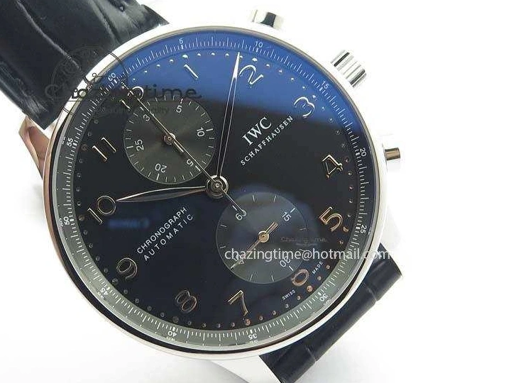 MIROTIME 0517 Reliable Portuguese IW371447 ZF 1:1 Best Edition SS Black Dial On Black Leather Strap A79350 V 7274
